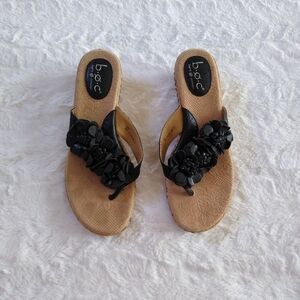 B.o.c. Floral Leather Wedge Sandals